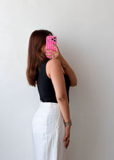Size S-M Black Ribbed Square Neck Bodysuit