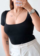 Size M Black Square Neck Bodysuit