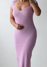 Size S-M Lilac Ribbed Knit Midi Dress