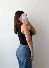 Size S-M Black Deep Neck top