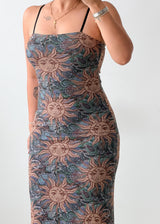 Size S-M Printed Bodycon Midi Dress