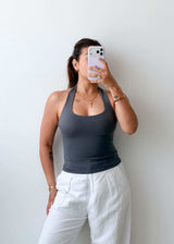 Size XS-S Charcoal Grey Halter Bodysuit