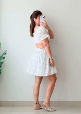 Size S-M White Textured Cut-Out Mini Dress