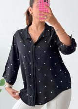 Size S-M Black Polka Dot Shirt