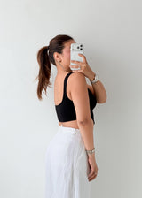 Size XS-S Black Curved Hem Knit Top