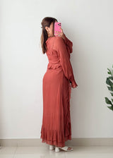 Size S-M Rust Ruffle Maxi Dress