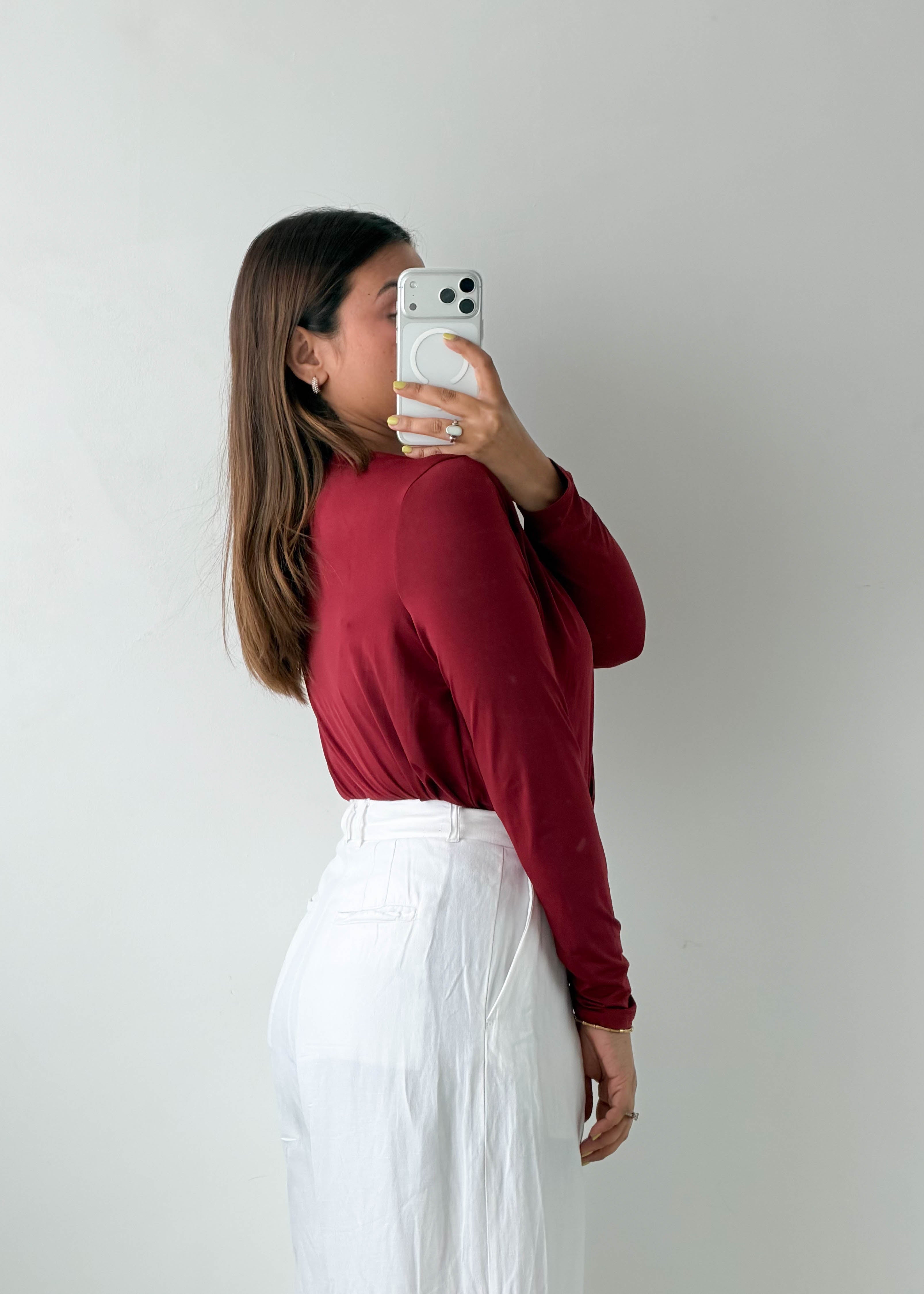 Size L-XL Burgundy Wrap Bodysuit