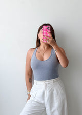 Size XS-S Grey Racerback Bodysuit