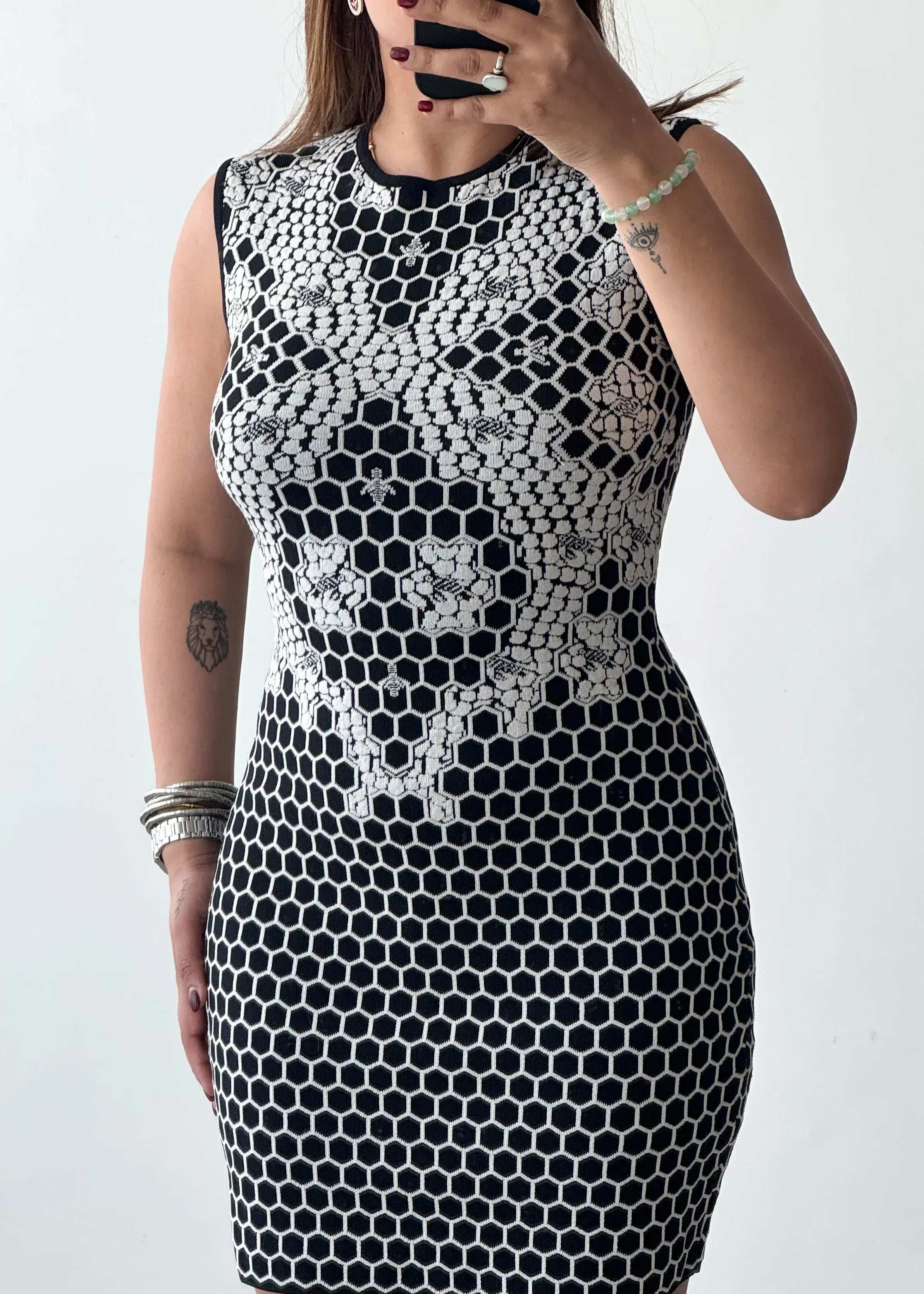 SIZE S-M, Printed Ribbed Mini Dress - Closet by Payal