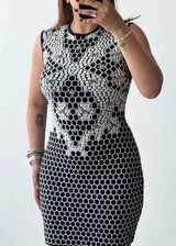 SIZE S-M, Printed Ribbed Mini Dress - Closet by Payal