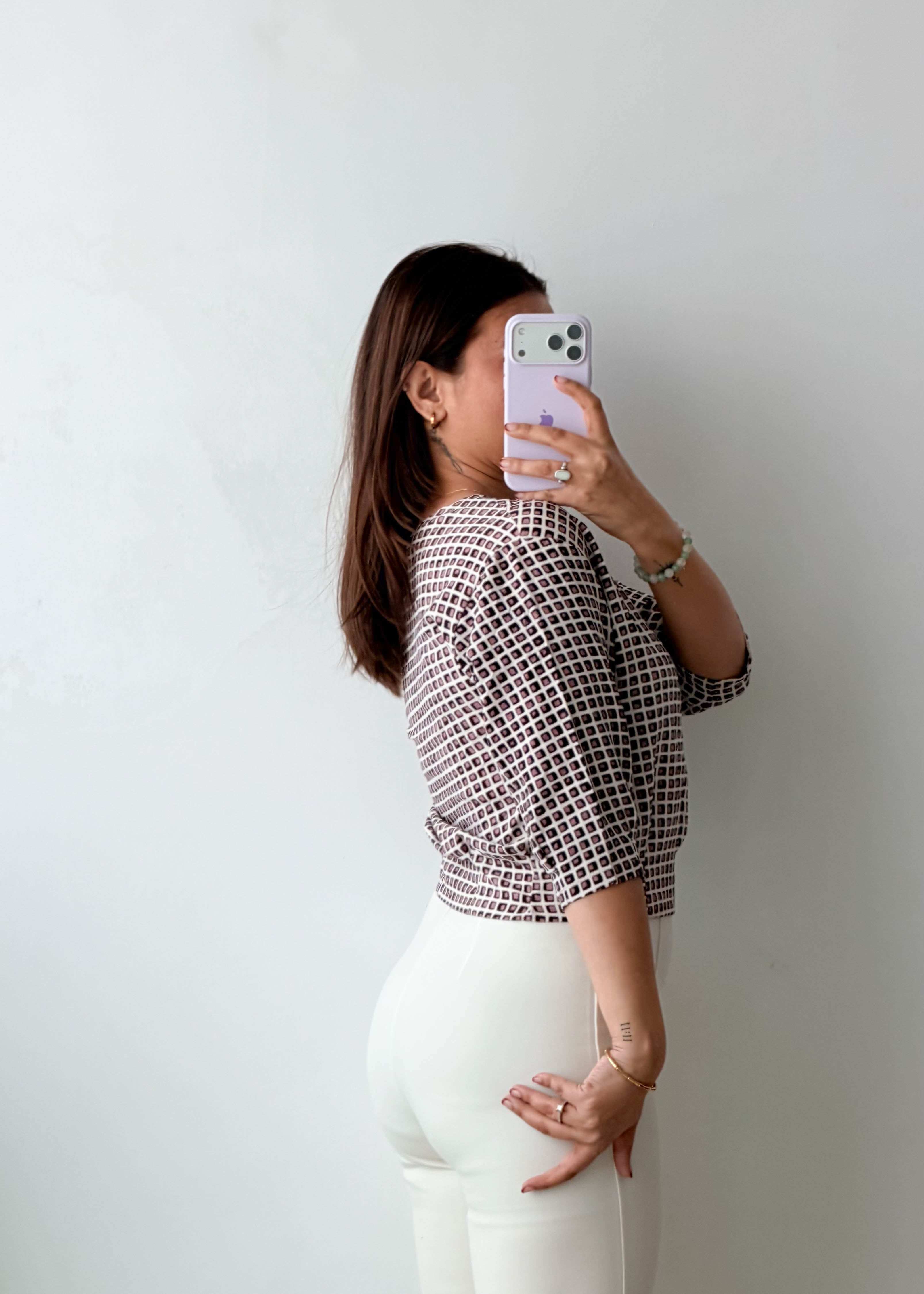 Size M Brown Geometric Printed Top