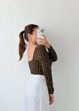 Size S-M Black Floral Sweetheart Bodysuit