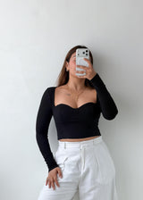 Size XS-S Black Sweetheart Corset Crop Top