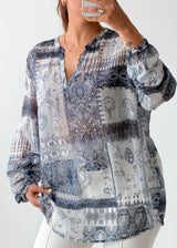 Size M-L Blue Paisley Chiffon Blouse