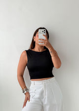 Size XS-S Black Open Back Tank Top