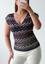 Size S-M Multicolor Chevron Knit Top