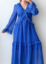 Size M Royal Blue Ruffle Tiered Maxi Dress
