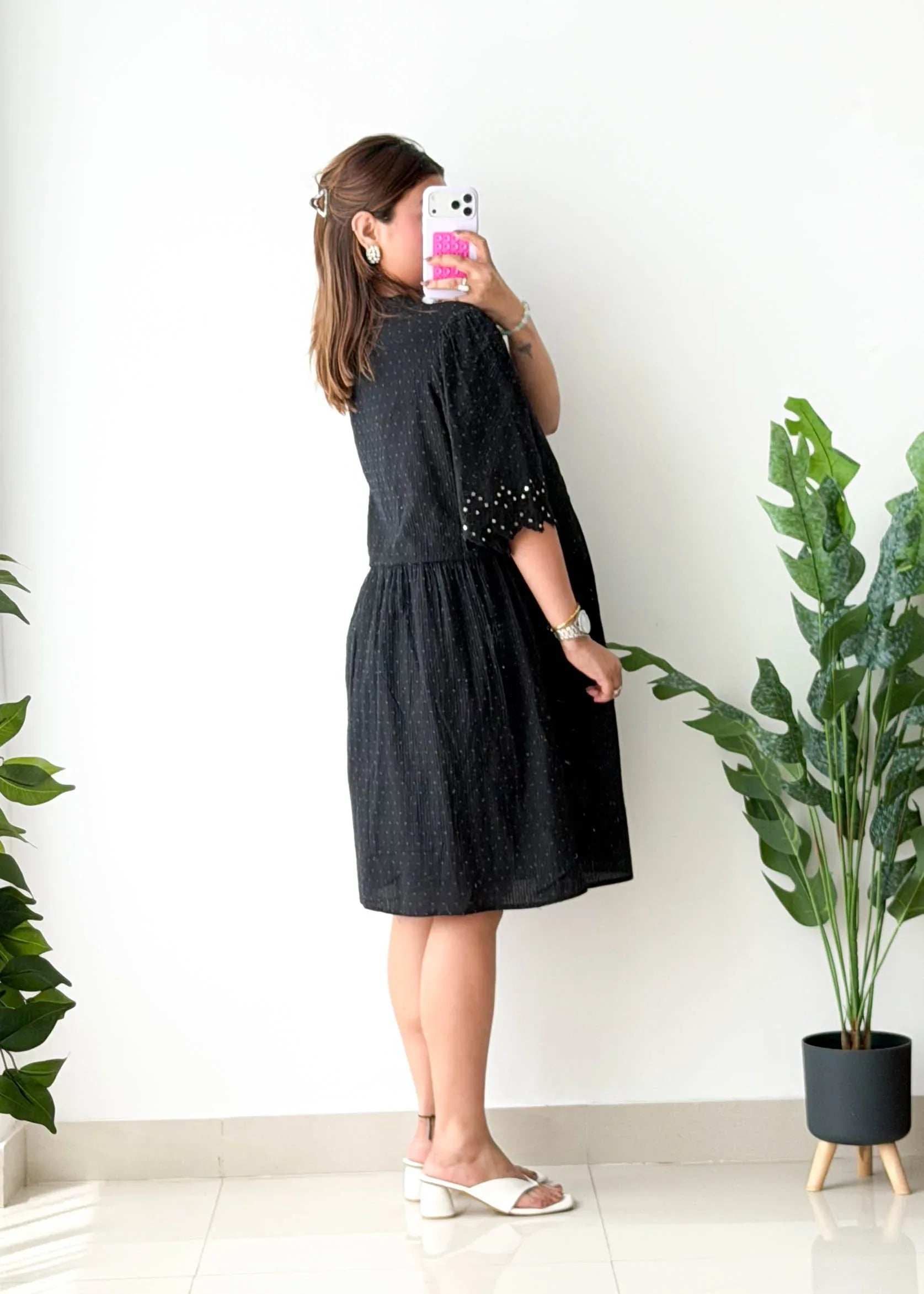 Size XL-XXL, Black Embellished Mini Dress