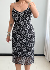 SIZE M-L,  Printed Mesh Bodycon Dress