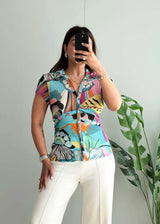 Size S-M, Multicoloured Summer Top - Closet by Payal