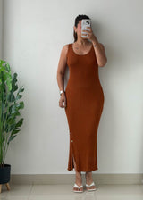 Size S-M Rust Ribbed Maxi Dress