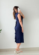 Size S-M Navy Ribbed Knit Midi Dress