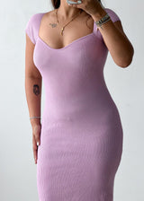 Size S-M Lilac Ribbed Knit Midi Dress