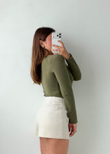 Size M-L Olive Green Long Sleeve Bodysuit