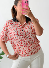 Size S-M Pink Cherry Print Shirt